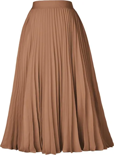 Miniatura 132 de GRACE KARIN - Falda plisada de gasa para mujer, con cintura alta y elástica, vuelo, corte acampanado y longitud por debajo de la rodilla