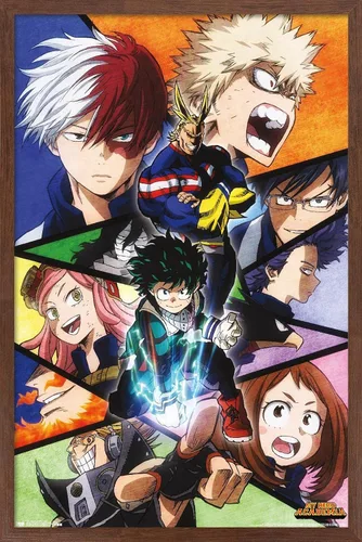 Miniatura 15 de Trends International My Hero Academia-Faces - Póster de pared de 14.725 x 22.375 pulgadas, versión con marco en color madera rústica