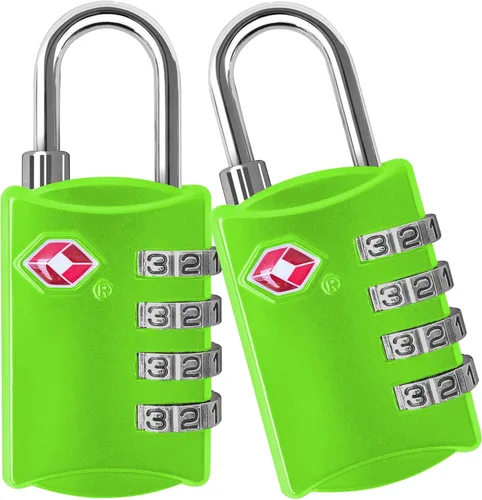 Candados para equipaje de acero con combinación de 4 dígitos, candado de viaje aprobado por la TSA para maletas y equipaje Verde y Verde