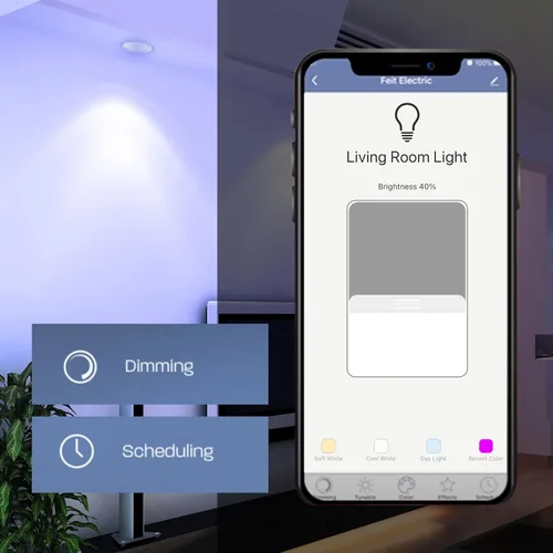 Miniatura 6 de Feit Electric Lámpara empotrable inteligente WiFi de 4 pulgadas con caja de conexión, RGBW que cambia de color + blanco sintonizable, compatible