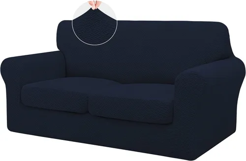 Miniatura 21 de ISSUNTEX - 4 piezas de fundas de sofá de alto estiramiento y espesor, funda suave para sofá con 3 cojines separados, funda elástica de sofá de tela