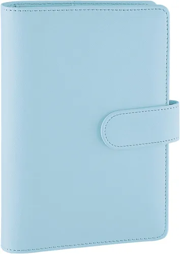 Miniatura 12 de Antner - Archivador de piel sintética con 6 anillos, para papel de tamaño A6, agenda personal con hojas sueltas y cubierta con cierre magnético, azul