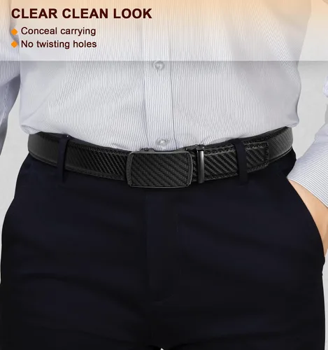 Miniatura 7 de BULLIANT - Cinturón con diseño ajustable de trinquete deslizante para hombre para usar con pantalón de vestir Oxford