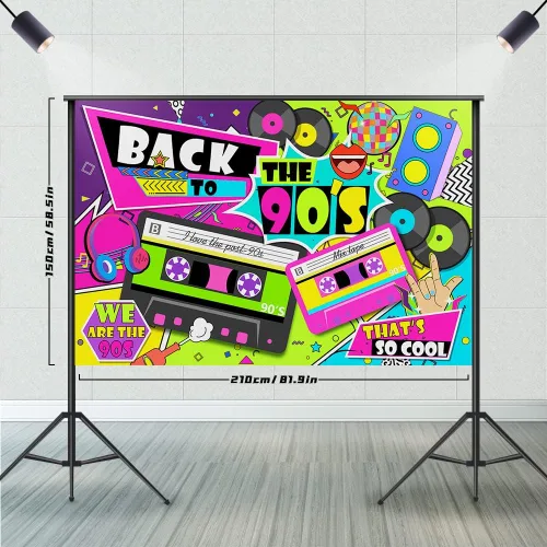 Miniatura 2 de Telón de fondo de regreso a los años 90 para decoraciones de fiesta, 7 x 5 pies, fondo retro de fotografía de graffiti hip-hop para fiesta
