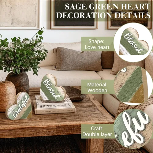 Miniatura 5 de Jetec 2 decoraciones rústicas para sala de estar, estante del hogar, mantel de entrada, mesa de entrada, centro de mesa cristiano, centro de mesa