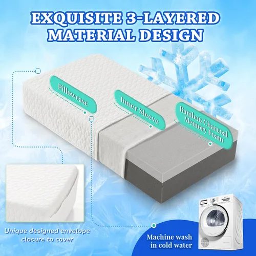 Miniatura 6 de HARBOREST Almohada Cubo Refrescante - Almohada para Dormir de Lado para Dolor de Cuello y Hombro, Almohada de Espuma Viscoelástica Cubo Pro con Azul