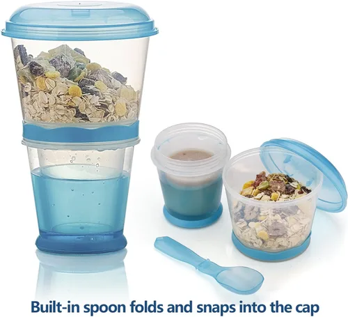 Miniatura 2 de Cereal On The Go, Recipiente de Taza para Desayuno con Bebidas, Tazas de Leche Portátiles para Yogur y Cereales, Recipiente de Comida para Viajar