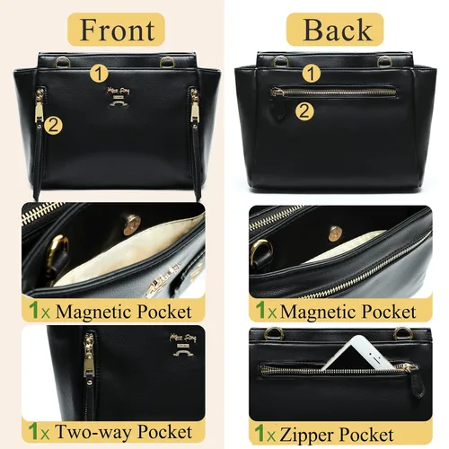 Miniatura 7 de miss fong Bolsa de pañales Mochila para pañales de bebé, bolsa de pañales de cuero grande Mochila y bolsa cruzada