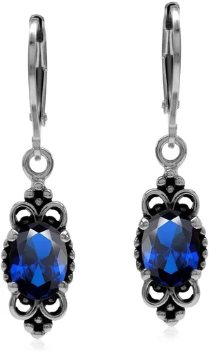 Miniatura 3 de Silvershake Pendientes colgantes de plata de ley 925 de forma ovalada de 0.315x0.236 in, estilo balinés de Bali
