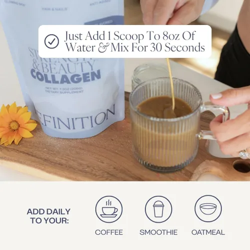 Miniatura 3 de Colágeno en polvo para mujeres, mezcla de belleza con vitamina C, biotina y ácido hialurónico, apoya el cabello, la piel y las uñas, 20 porciones