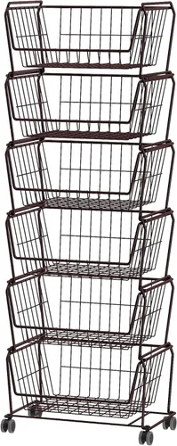 Miniatura 16 de PUSDON Cestas de almacenamiento de metal apilables de 4 niveles, estante antióxido para frutas y verduras, estante de doble uso para cocina, hogar