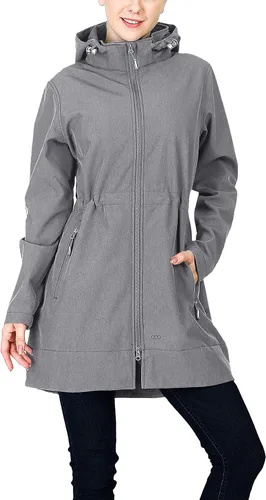 Miniatura 6 de 33,000ft Chaqueta de Lluvia Impermeable para Mujer de Softshell Largo con Capucha y Forro de Forro Polar, Cortavientos