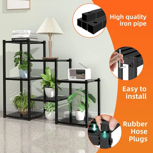 Miniatura 4 de Simple Trending Soporte para plantas para interiores y exteriores, de metal resistente, impermeable, de 7 niveles, para múltiples macetas de flores