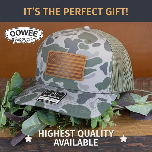 Miniatura 5 de Oowee - Sombrero de cuero con parche Bandera americana Richardson 112 Trucker Hat
