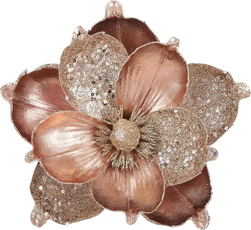 Miniatura 11 de Flores de Navidad grandes con purpurina de 10 pulgadas, 6 unidades, flores artificiales de magnolia de terciopelo, decoraciones para árbol