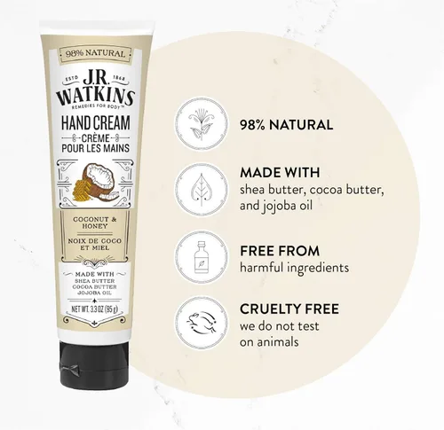 Miniatura 2 de J.R. Watkins Crema de manos, coco, 3.3 onzas (paquete de 4)