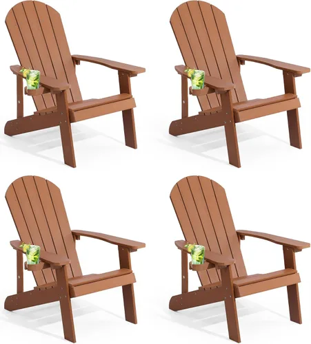 Miniatura 26 de Silla Adirondack, sillas de plástico resistentes a todo tipo de clima, con soporte para tazas, 5 pasos fáciles de instalar, sillas de exterior
