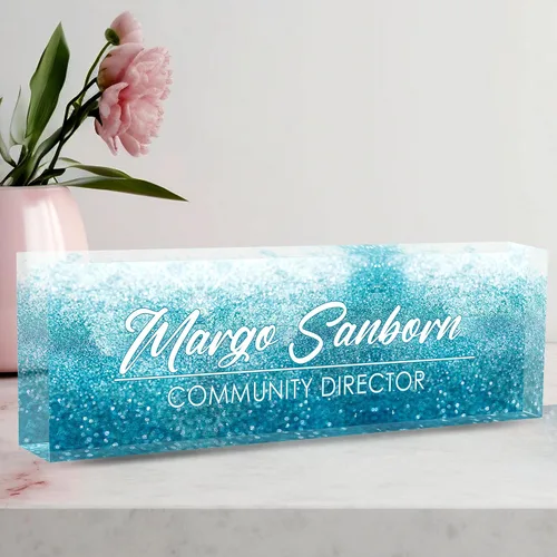 Miniatura 40 de Placa de Nombre Personalizada a Criterio, Placa de Escritorio de Acrílico, Decoración de Oficina para Mujeres y Hombres, Regalos de Agradecimiento