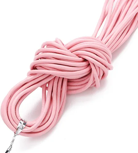 Miniatura 20 de Cuerda redonda de cuero real de 21 yardas, cuerda trenzada de cuero genuino para hacer joyas, collares, pulseras, cordones de zapatos, correas