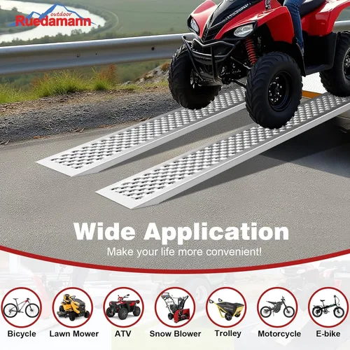 Miniatura 3 de Ruedamann 2 rampas de aluminio de 4 pies x 9 pulgadas más anchas, rampas de carga para cortacésped, cortacéspedes, bicicletas, motocicletas, UTV