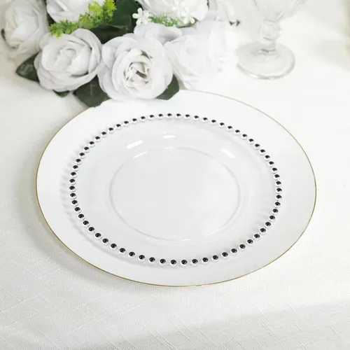 Miniatura 33 de Efavormart - Paquete de 10 platos de postre de plástico transparente rubor con borde de cuentas, platos redondos desechables para ensalada, 8