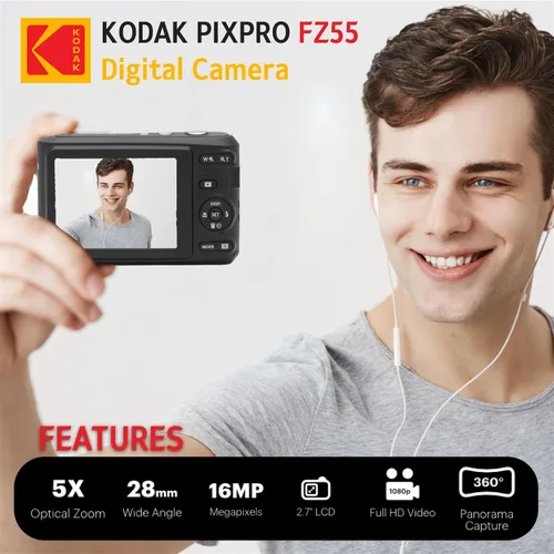 Miniatura 5 de KODAK PIXPRO FZ55 - Cámara digital de 16 Mp de punto y disparo, zoom óptico 5X, ángulo amplio de 28 mm, video Full HD 1080P, paquete con tarjeta SD