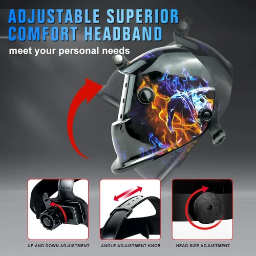 Miniatura 6 de TRQWH - Casco de soldadura con luz, color verdadero, oscurecimiento automático para hombres, casco de soldadura con energía solar con 2 sensores