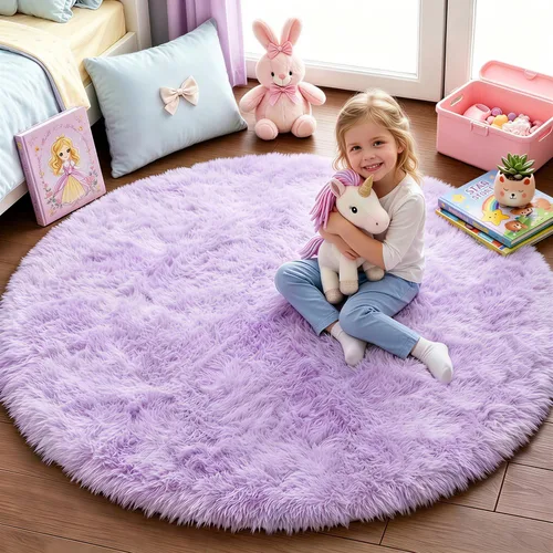 Miniatura 31 de PAGISOFE Alfombra Roja Redonda de 4 Pies, Alfombras de Área para Dormitorio, Alfombra Circular para Habitación de Niñas, Alfombras Esponjosas, Rojo