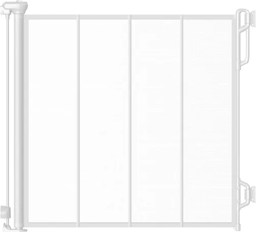 Miniatura 7 de SPACEANY Puerta retráctil reforzada para bebé, puerta de malla para perros, puerta de seguridad infantil para puertas, escaleras, pasillos, Gris