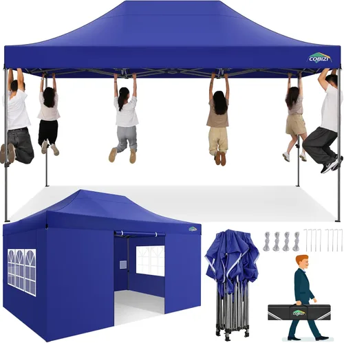 Miniatura 22 de COBIZI Toldo de 10 x 20 pies con paredes laterales, carpa de fiesta resistente para fiestas, bodas, tienda de campaña portátil plegable fácil
