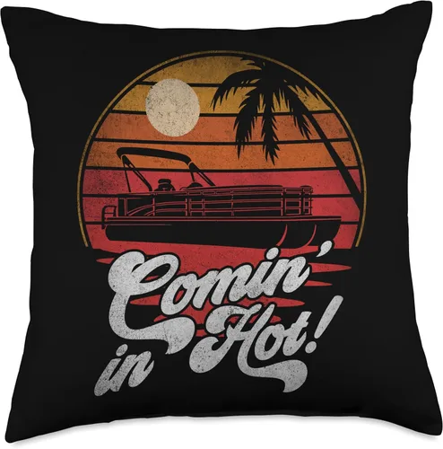 Pontoon Boat Accessories & Lake Life Tees Comin in in Hot Funny Lake Life Pontón Boat Owner Pillow, 18 x 18 pulgadas, multicolor
