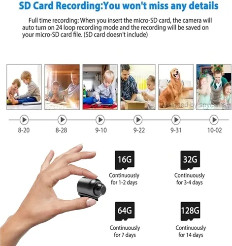 Miniatura 3 de Mini cámara WiFi HD 1080P – Visión nocturna incluida, detección de movimiento, monitoreo remoto de 160°, micro monitor de gran angular, cámara