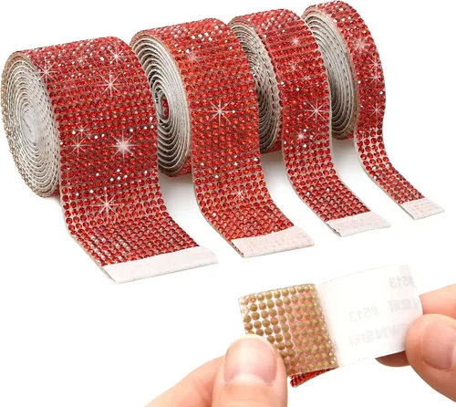 Miniatura 12 de 4 rollos de calcomanías autoadhesivas de diamantes de imitación de color negro, con diamantes de imitación de 0.079 pulgadas (0.079 in)