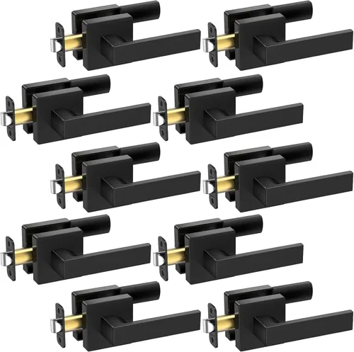 Miniatura 9 de TICONN 1PK Manijas de puerta interiores color negro mate, perillas de puerta cuadradas reversibles para dormitorio, baño, habitaciones
