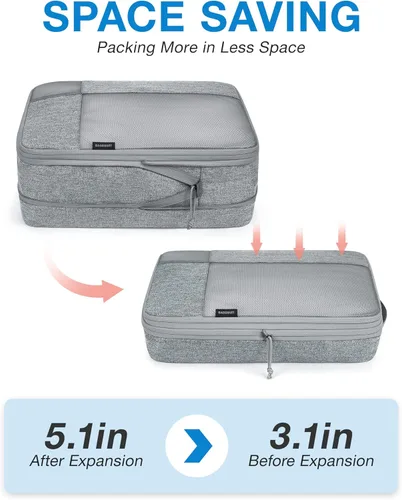Miniatura 11 de BAGSMART Juego de 6 cubos de embalaje de compresión para maletas, cubos de viaje de compresión y organizador de maletas para empacar con bolsa