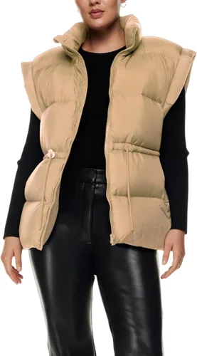 Miniatura 3 de Gihuo Chaleco acolchado con cremallera y cuello alto para mujer, chaleco acolchado de invierno sin mangas