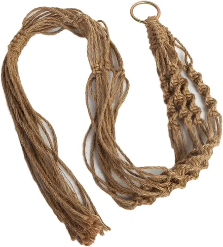 Miniatura 5 de Vpang - 2 piezas de macramé para colgar en la pared, soporte para macetas de doble nivel, cuerda de yute para decoración interior y exterior, 55