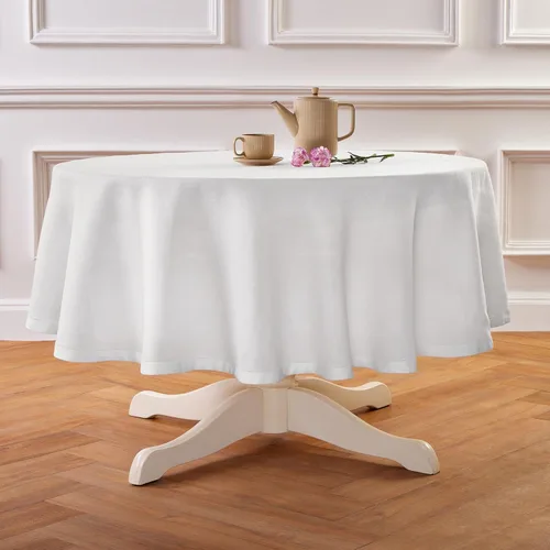 Miniatura 3 de Solino Home Mantel redondo de lino blanco, 60 pulgadas, mantel redondo de lino 100% puro, lino europeo, lavable a máquina para verano, 4 de julio