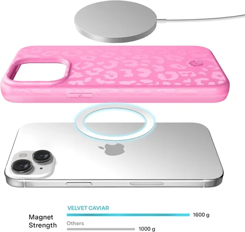 Miniatura 3 de VELVET CAVIAR Funda para iPhone 15, compatible con MagSafe, probada contra caídas de 10 pies, fundas protectoras de diseño, leopardo color rosa