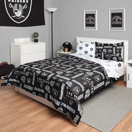 Miniatura 14 de FOCO Juego de ropa de cama unisex para adultos con logotipo del equipo de la NFL, sábanas y fundas de almohada, juego de ropa de cama de 5 piezas