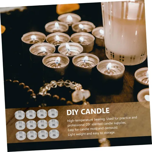 Miniatura 5 de EXCEART Juego de 100 velas de aluminio para decoración de velas, contenedor de caja de aperitivos, kits de adornos caseros, estuche de mecha