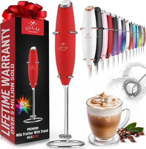 Miniatura 285 de Zulay Milk Boss Espumador de leche potente manual, hace espuma para latte, batidor para mezclar bebidas, café, miniespumador para capuchino, frappé