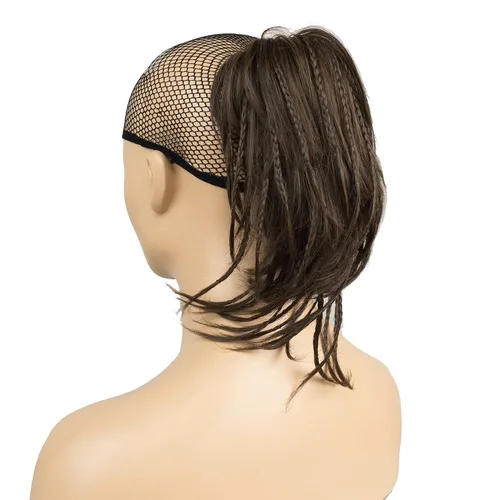 Miniatura 12 de IMISSU Extensiones de cabello hechas a mano con clip de cola de caballo trenzada, extensiones de cabello de cola de caballo (cobre ceniza)