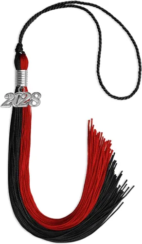 Miniatura 120 de Endea Graduation Borla de doble color con gota de fecha plateada (negro/oro antiguo, 2025)