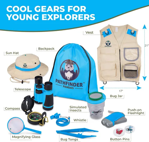 Miniatura 3 de Kit de explorador para niños con chaleco y sombrero de safari para niños de 7 a 12 años - Disfraz de safari y disfraz de guardián de zoológico