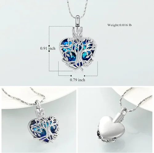Miniatura 2 de Imrsanl Collar de urna de árbol de la vida con forma de corazón, joyería de cremación para hombres y mujeres, recuerdo, joyería conmemorativa