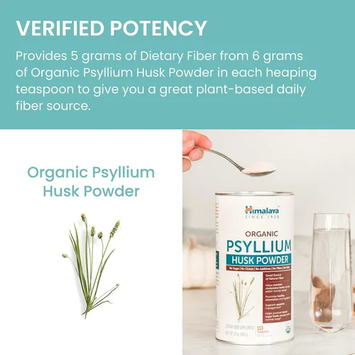 Miniatura 6 de Himalaya - Polvo orgánico de cáscara de psyllium, suplemento diario de fibra de psyllium para apoyar la salud digestiva y la regularidad, vegano