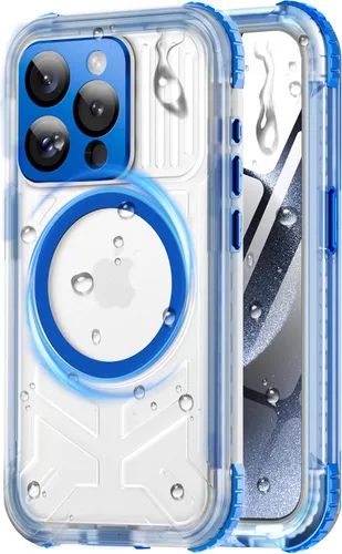 Miniatura 12 de Funda impermeable para iPhone 15 con Magsafe, protector de pantalla, cordón, IP68 militar de cuerpo completo a prueba de golpes, para deportes