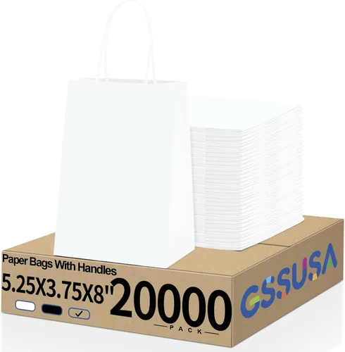 Miniatura 12 de GSSUSA Bolsas de regalo de papel de 5.25 x 3.75 x 8 pulgadas, paquete de 20000 bolsas de regalo para el día de San Valentín con asas, bolsa de papel