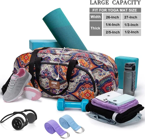 Miniatura 2 de AROME Bolsa para esterilla de yoga para mujeres y hombres, bolsa de yoga grande de lona para 1/4 pulgadas, 1/3 pulgadas, 2/5 pulgadas, 1/2 pulgadas